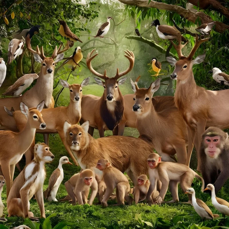 Rodzina dzikich zwierząt w przyrodzie