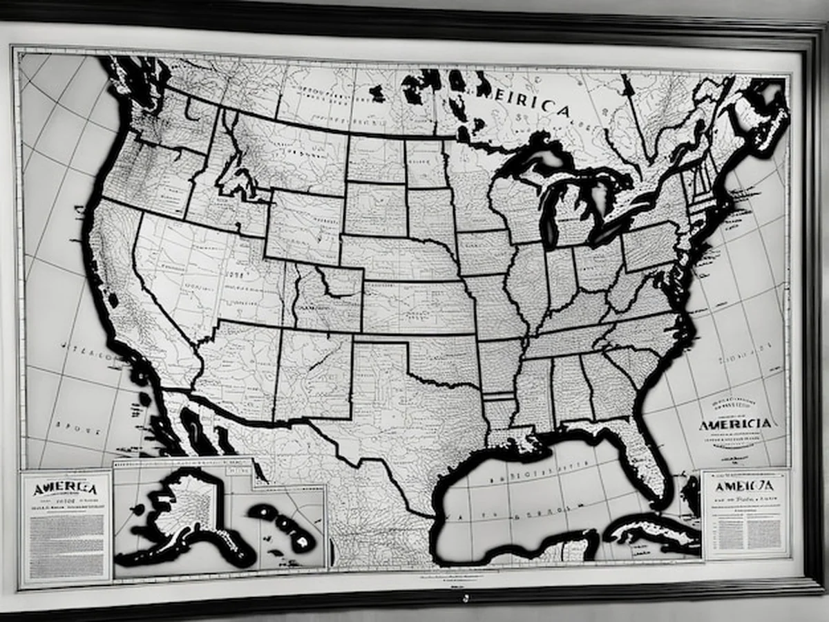 Mapa Stanów Zjednoczonych Ameryki na tle mapy USA