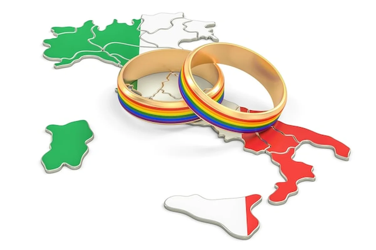 Mapa Włoch z tęczowymi pierścieniami LGBT