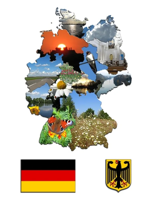 Mapa regionów i herbów Niemiec