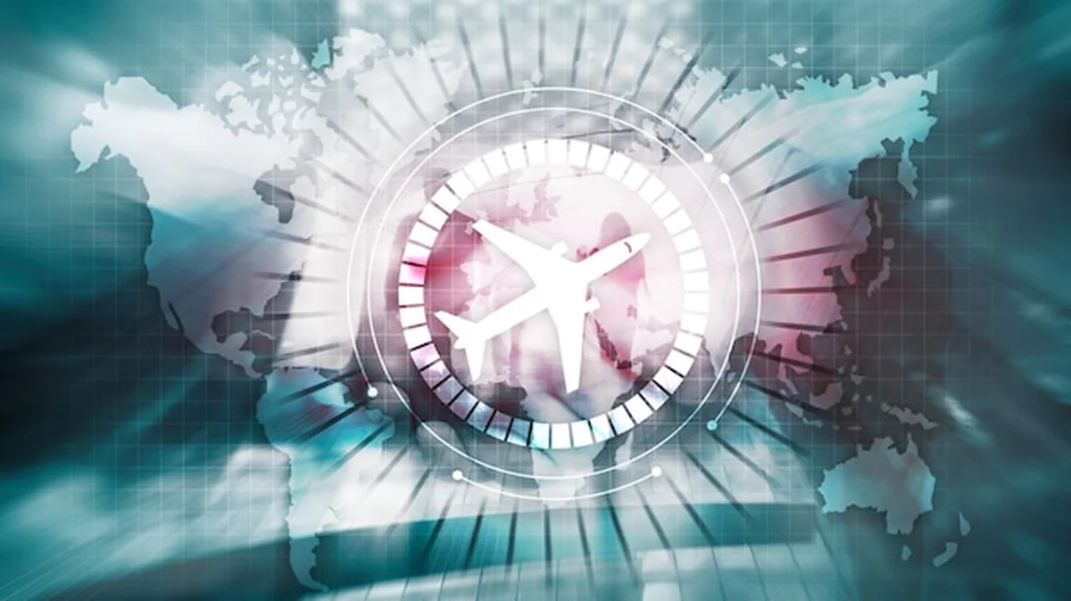 Ikona samolotu na wirtualnym ekranie